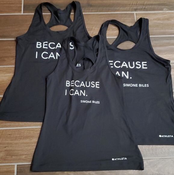 Athleta Tops - NWOT Athleta Simone Biles "Because I Can" Tank Racer Back Black Women Large